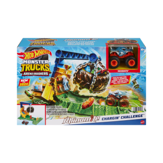 Hot Wheels - Coffret Monster Trucks Arena Smashers Défi Rhinomite - Camion De Destruction