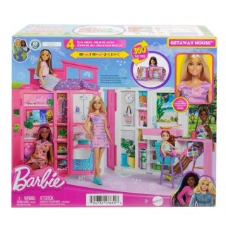 Barbie Maison De Vacances Coffret Et Poupée, 4 Zones Et 11 Accessoires