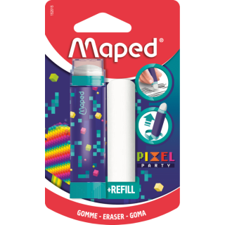 Gomme tube+ recharge en blister Pixel party - Maped