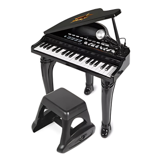 WINFUN Grand piano noir avec tabouret